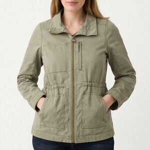 Madewell Olive Military Utility Zip Jacket Adjustable Waist Casual Jacket Size M